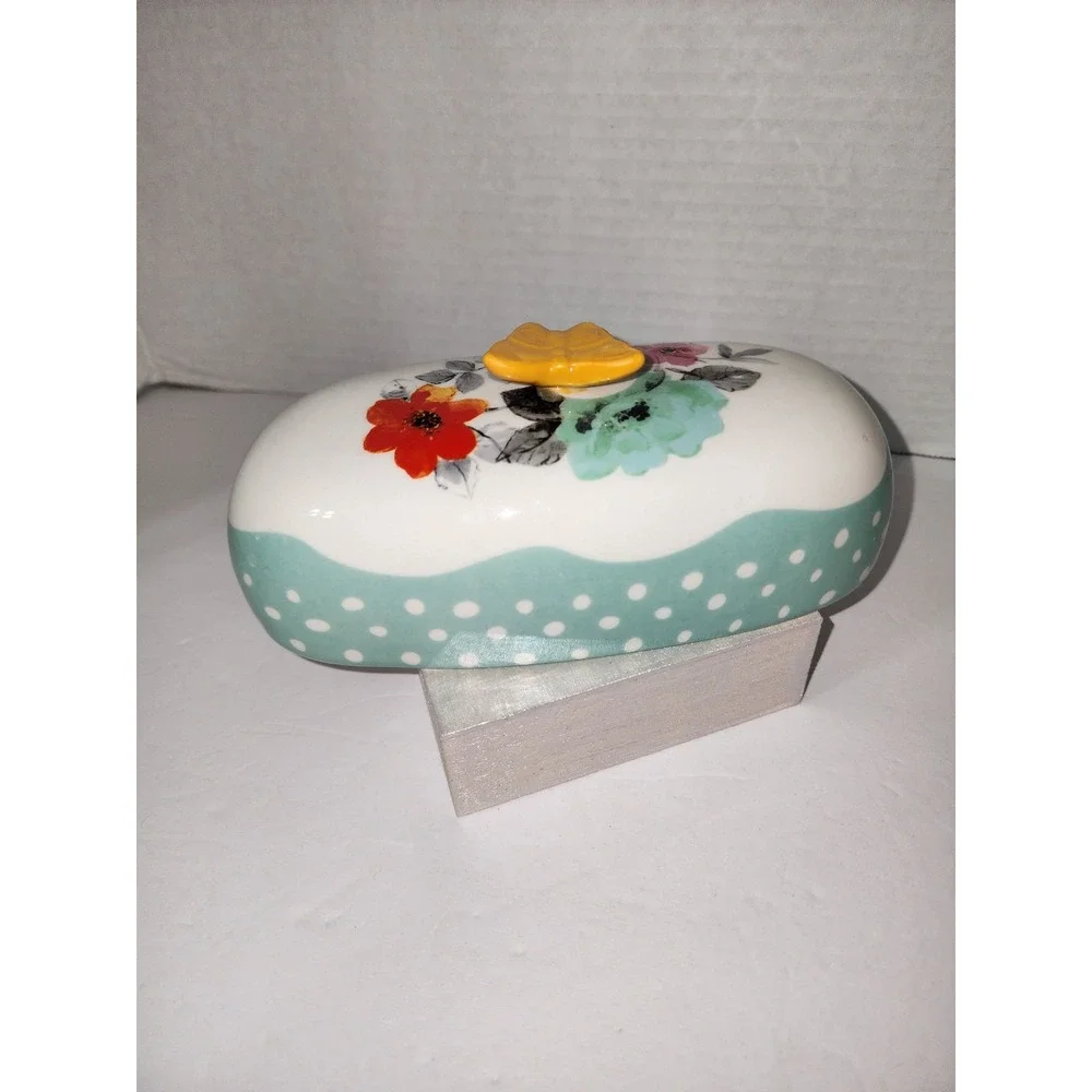 Pioneer Woman Flea Market Butterfly‎ Covered Butter Dish Floral Chic